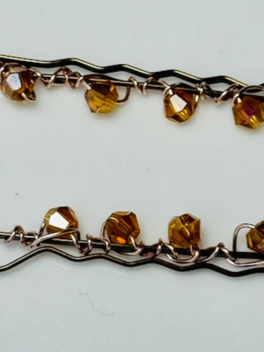 Amber colored Crystals Beaded Bobby Pins